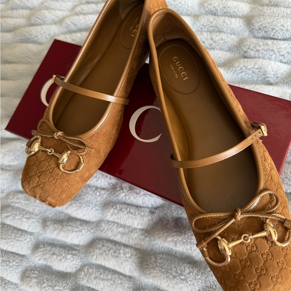 Gucci Brown GG Monogram Mary Jane Flats with Horsebit - Picture 6 of 6